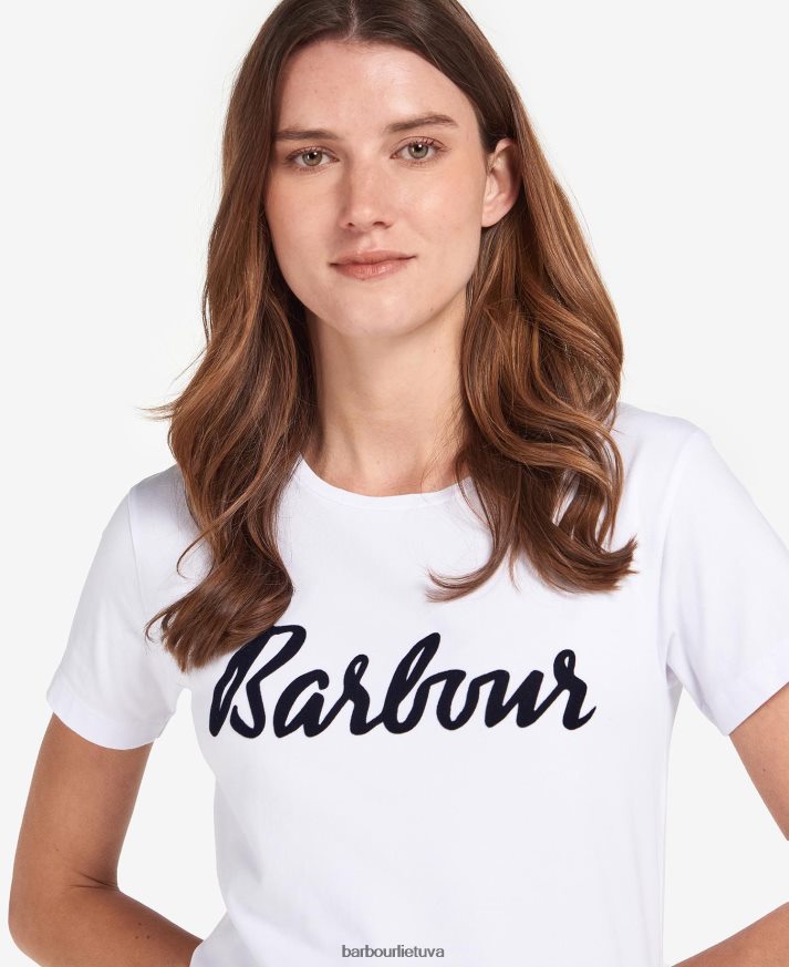 apranga Barbour otterburn marškinėliai tamsiai/balta moterys 6F6D801664