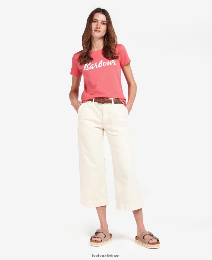 apranga Barbour otterburn marškinėliai tamsiai/balta moterys 6F6D801670