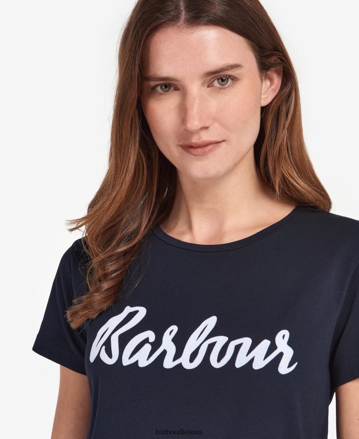 apranga Barbour otterburn marškinėliai tamsiai/balta moterys 6F6D801695