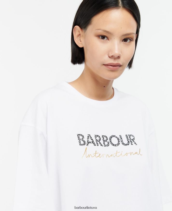 apranga Barbour paviljono marškinėliai optika balta moterys 6F6D801701