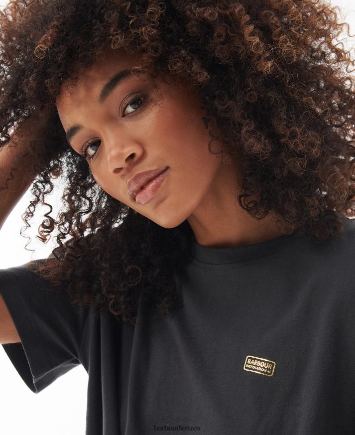 apranga Barbour soules marškinėliai vasara juoda moterys 6F6D801662