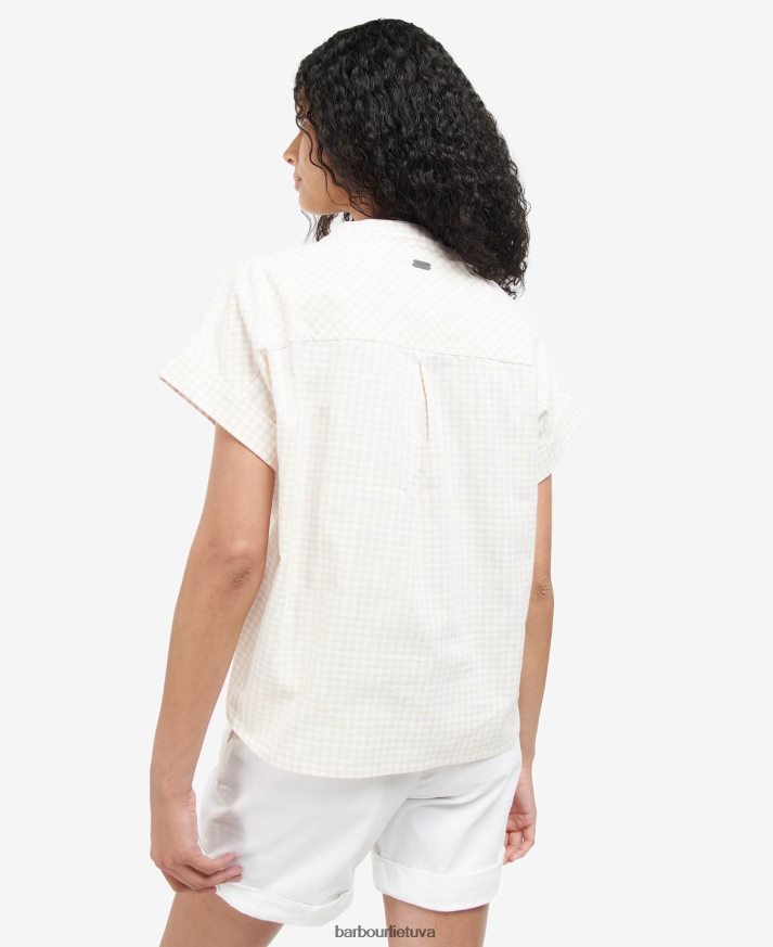 apranga Barbour stoneleigh viršus smėlio/baltos spalvos moterys 6F6D801604
