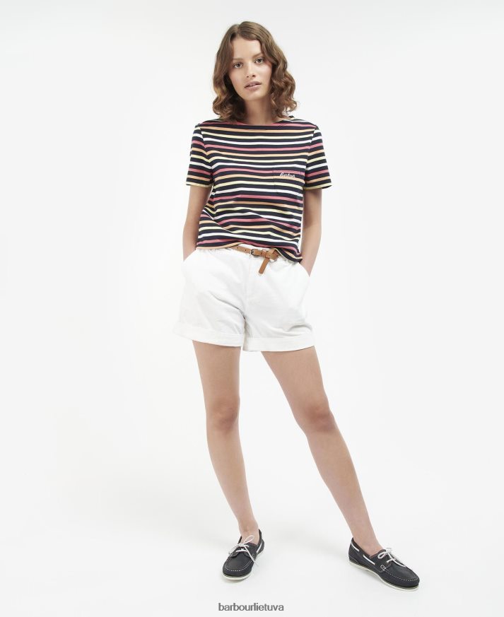 apranga Barbour trumpomis rankovėmis bradley viršus karinio jūrų laivyno multistripe moterys 6F6D801690