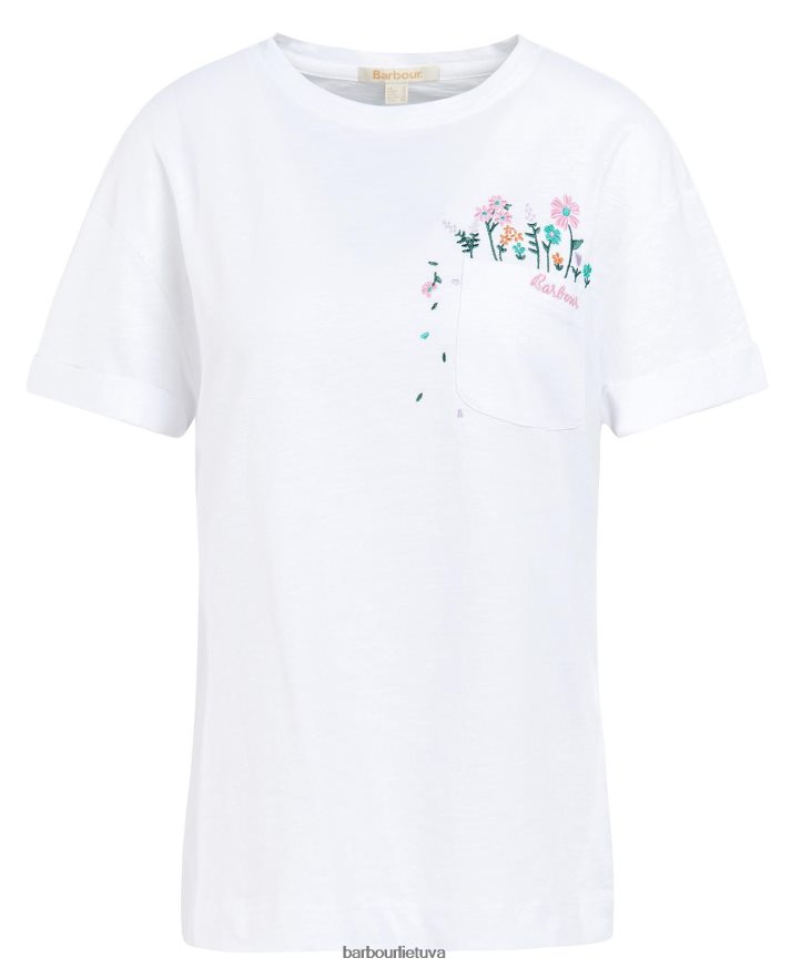 apranga Barbour visžaliai marškinėliai klasikinis baltas moterys 6F6D801655