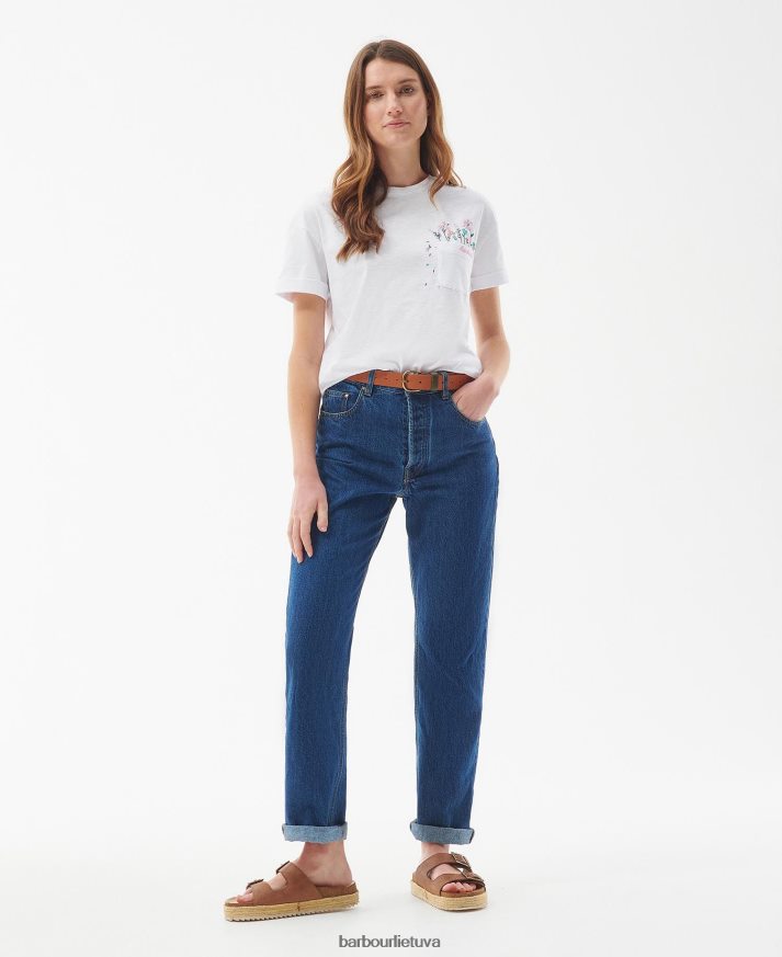 apranga Barbour visžaliai marškinėliai klasikinis baltas moterys 6F6D801655