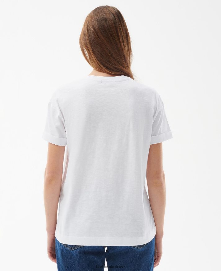 apranga Barbour visžaliai marškinėliai klasikinis baltas moterys 6F6D801655