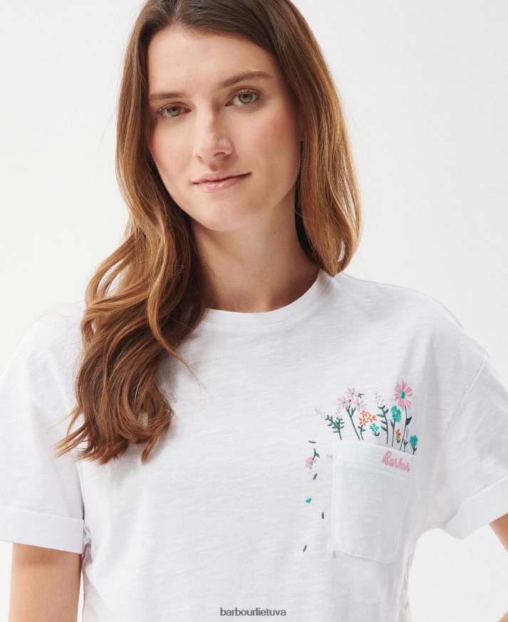 apranga Barbour visžaliai marškinėliai klasikinis baltas moterys 6F6D801655