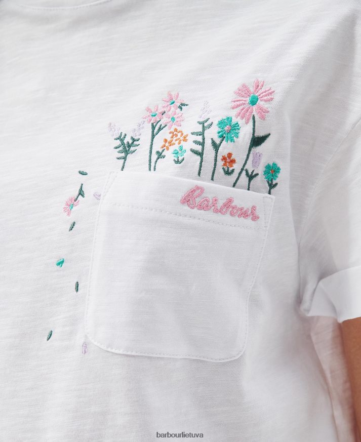 apranga Barbour visžaliai marškinėliai klasikinis baltas moterys 6F6D801655