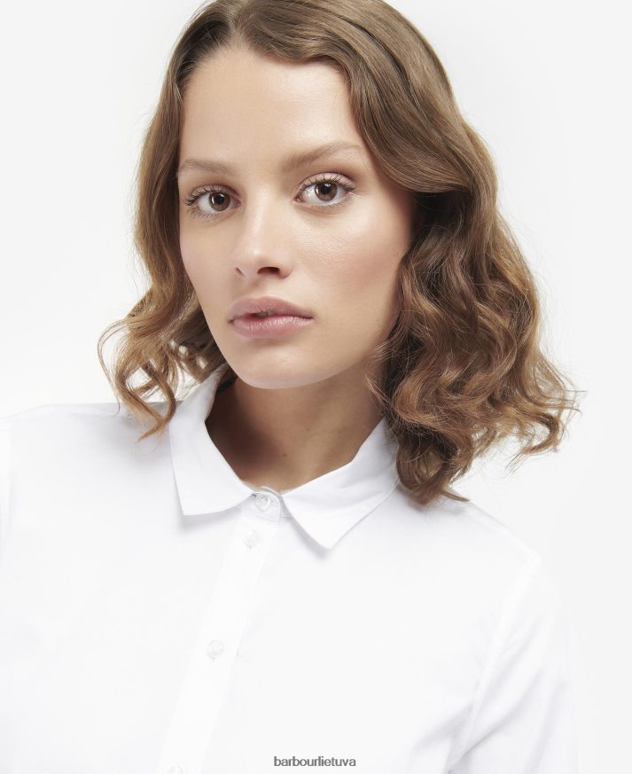 apranga Barbour derwent marškiniai baltas/indigo tartanas moterys 6F6D801597