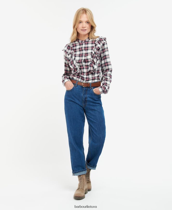 apranga Barbour perliniai marškiniai debesies / laivyno patikrinimas moterys 6F6D801627