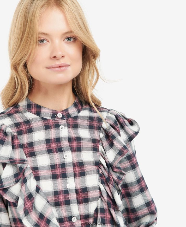 apranga Barbour perliniai marškiniai debesies / laivyno patikrinimas moterys 6F6D801627