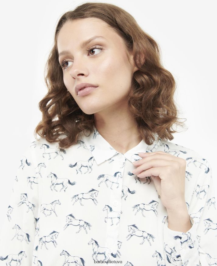 apranga Barbour safario marškinėliai spausdinimas iš debesies / kelių šunų moterys 6F6D801607