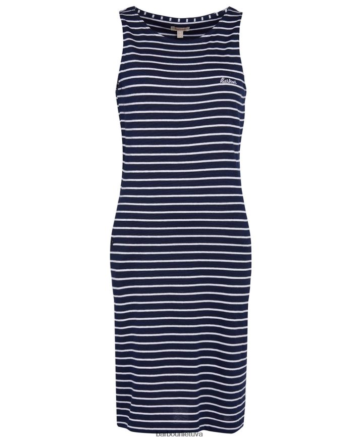 apranga Barbour Dalmore dryžuota suknelė balta/navy moterys 6F6D801826