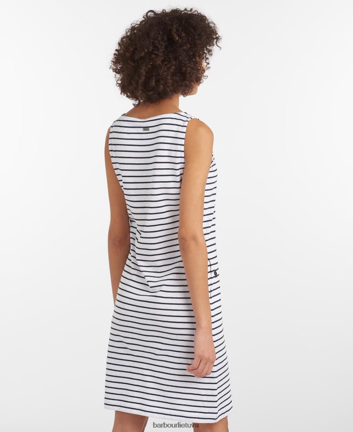 apranga Barbour Dalmore dryžuota suknelė balta/navy moterys 6F6D801860