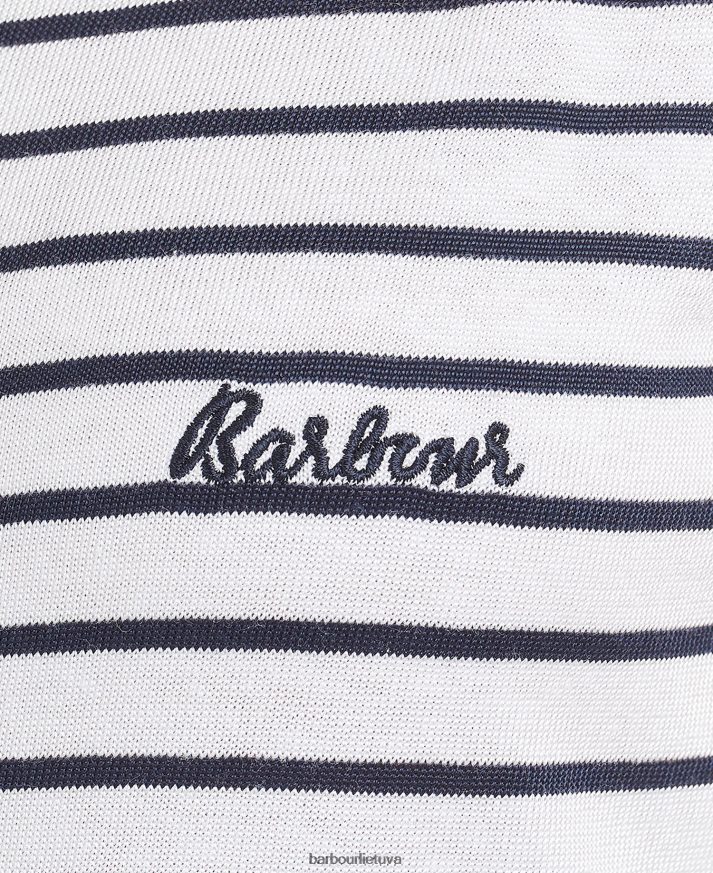 apranga Barbour Dalmore dryžuota suknelė balta/navy moterys 6F6D801860