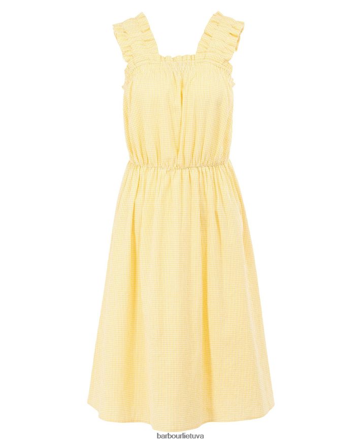 apranga Barbour abatijos suknelė saulėtekio geltonas čekis moterys 6F6D801869