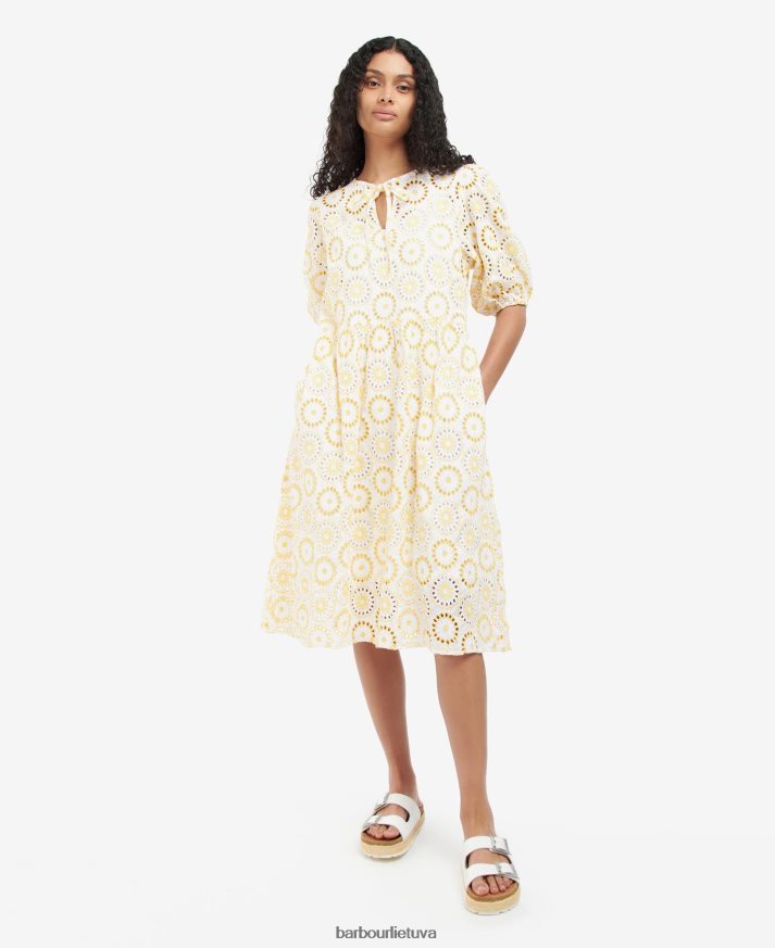 apranga Barbour edis suknele balta/saulėtekio geltona moterys 6F6D801823