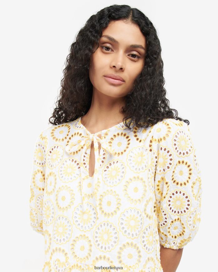 apranga Barbour edis suknele balta/saulėtekio geltona moterys 6F6D801823