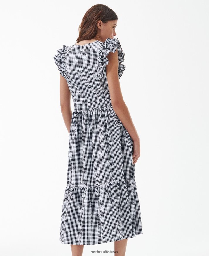 apranga Barbour erškėtuogių midi suknelė karinio jūrų laivyno čekis moterys 6F6D801829