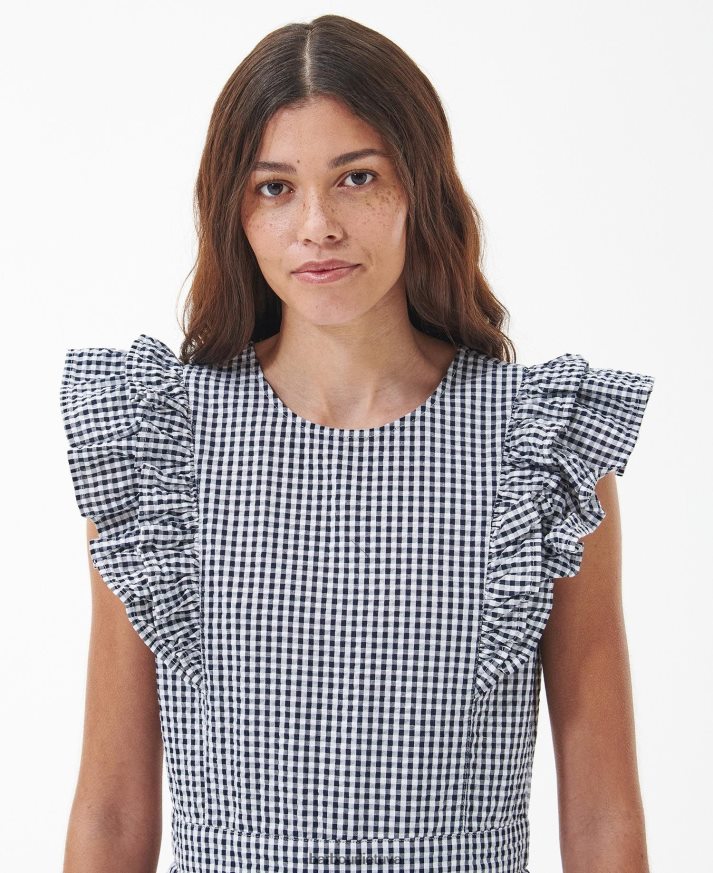 apranga Barbour erškėtuogių midi suknelė karinio jūrų laivyno čekis moterys 6F6D801829