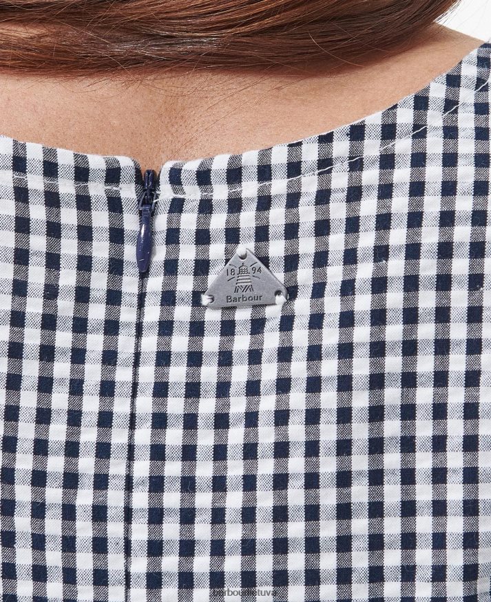 apranga Barbour erškėtuogių midi suknelė karinio jūrų laivyno čekis moterys 6F6D801829