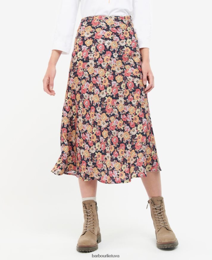 apranga Barbour koralinis sijonas laivyno gėlių moterys 6F6D801827