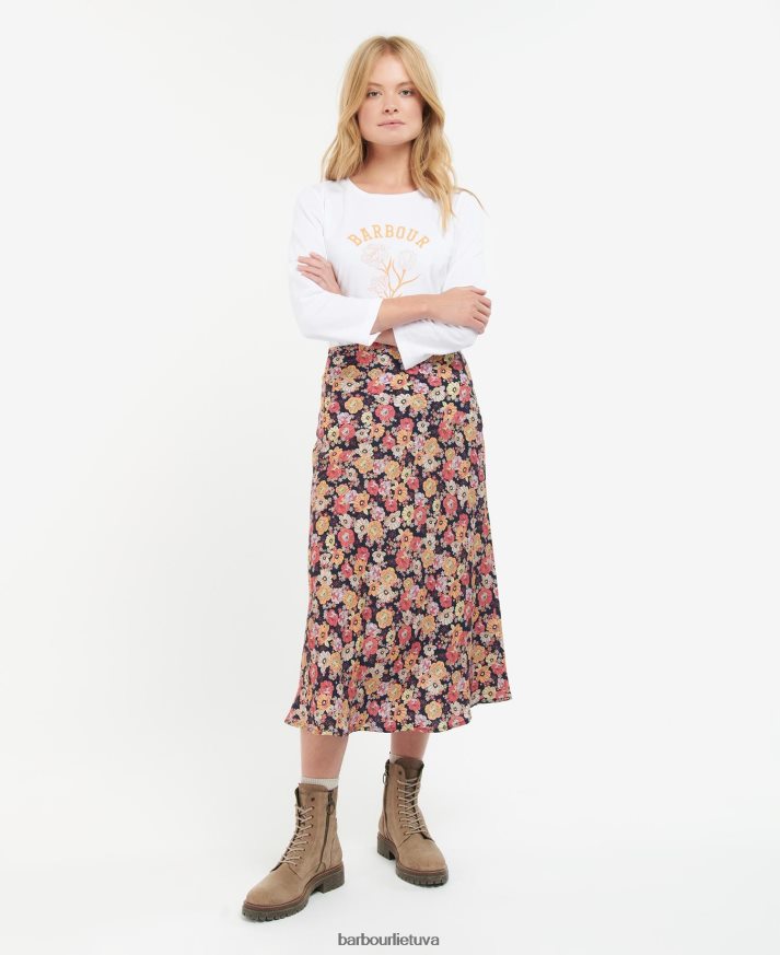 apranga Barbour koralinis sijonas laivyno gėlių moterys 6F6D801827