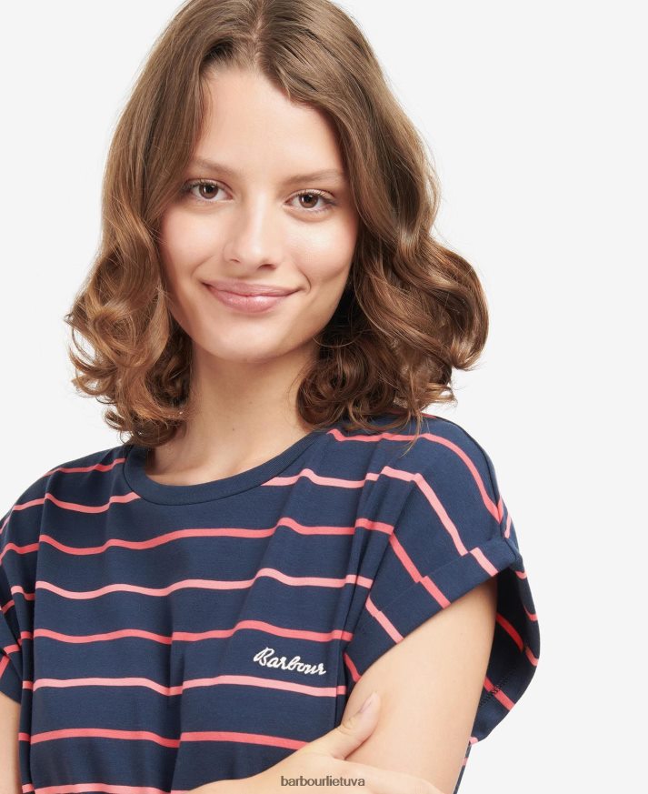 apranga Barbour marloes dryžuota suknelė tamsiai/balta moterys 6F6D801891