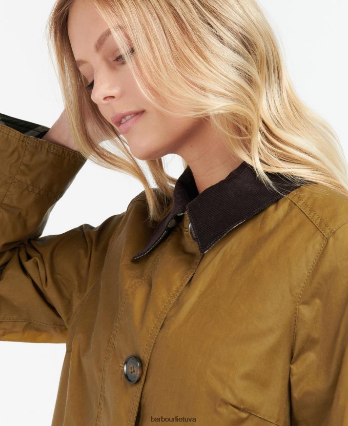 apranga Barbour Brora vaškinė striukė smėlio/senovinės tuopos moterys 6F6D801391