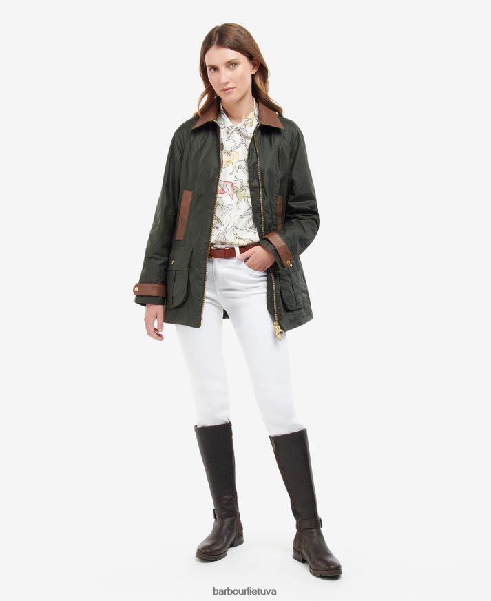apranga Barbour aukščiausios kokybės beadnell vaškuota striukė archyvas alyvuogių/senovinis moterys 6F6D801387