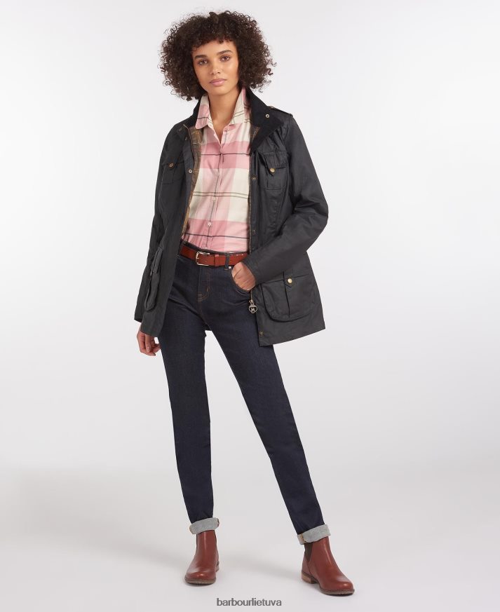 apranga Barbour lengva gynybinė vaškuota medvilninė striukė karališkasis laivynas/klasika moterys 6F6D801389