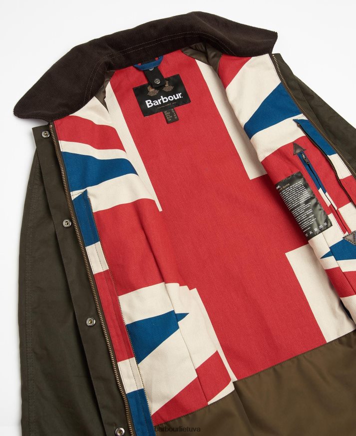 apranga Barbour riboto leidimo union jack beadnell vaško striukė alyvuogių moterys 6F6D801366
