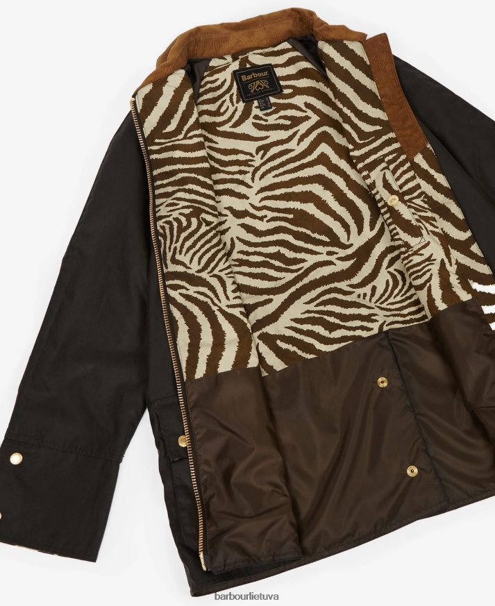 apranga Barbour x House of Hackney rankena vaškinė striukė alyvuogių / equus / kakavos moterys 6F6D801386