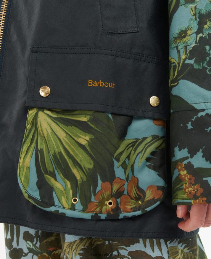 apranga Barbour x House of Hackney rankena vaškinė striukė limerence / dangus / laivynas moterys 6F6D801384