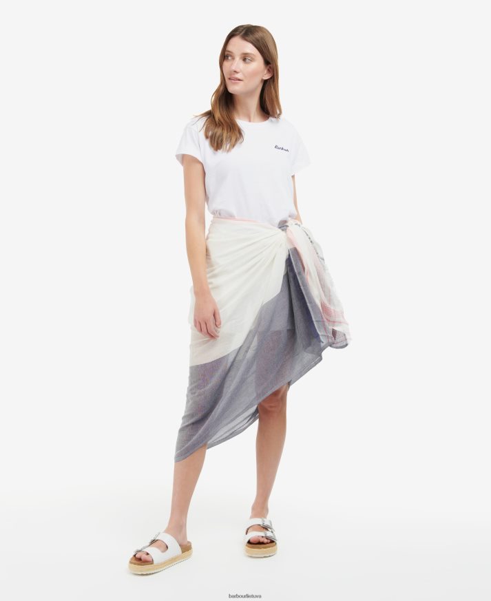 priedai Barbour Madisonas sarongas šnabžda balta/rašalas moterys 6F6D802461