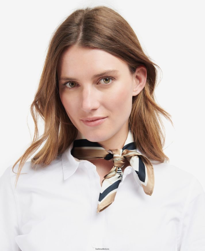 priedai Barbour Stanton languotas kvadratinis šalikas tranšėjos / laivynas moterys 6F6D802462