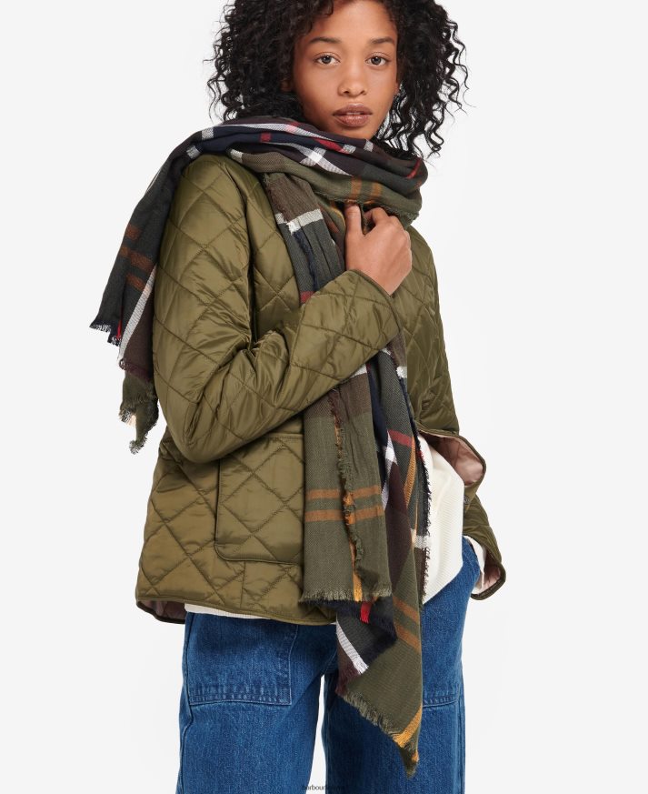 priedai Barbour lucinda tartan šalikas rainelė / laivynas moterys 6F6D802447