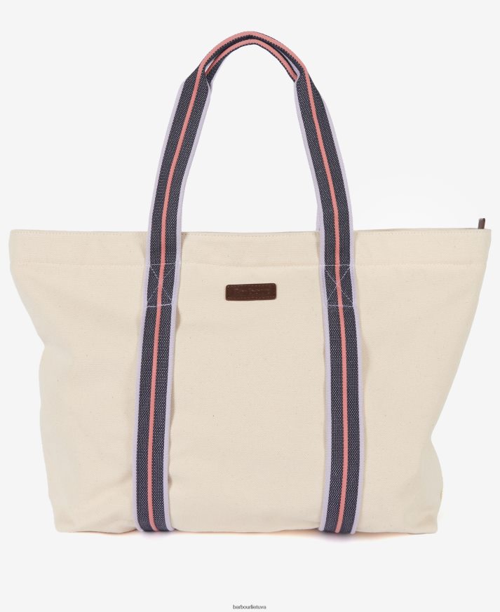 priedai Barbour Madisono paplūdimio krepšys ekru moterys 6F6D802386