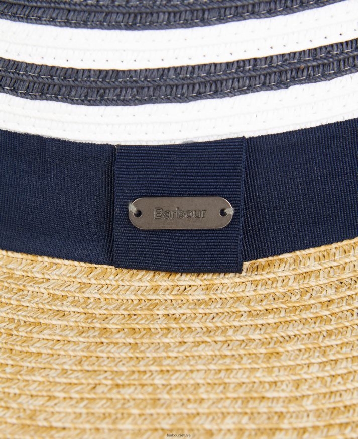 priedai Barbour Kenmore Fedora laivynas / ekru moterys 6F6D802428