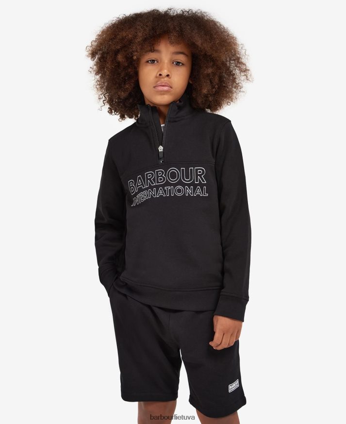 apranga Barbour gudrus megztinių ir šortų komplektas su pusiau užtrauktuku klasikinis juodas berniukai 6F6D802536
