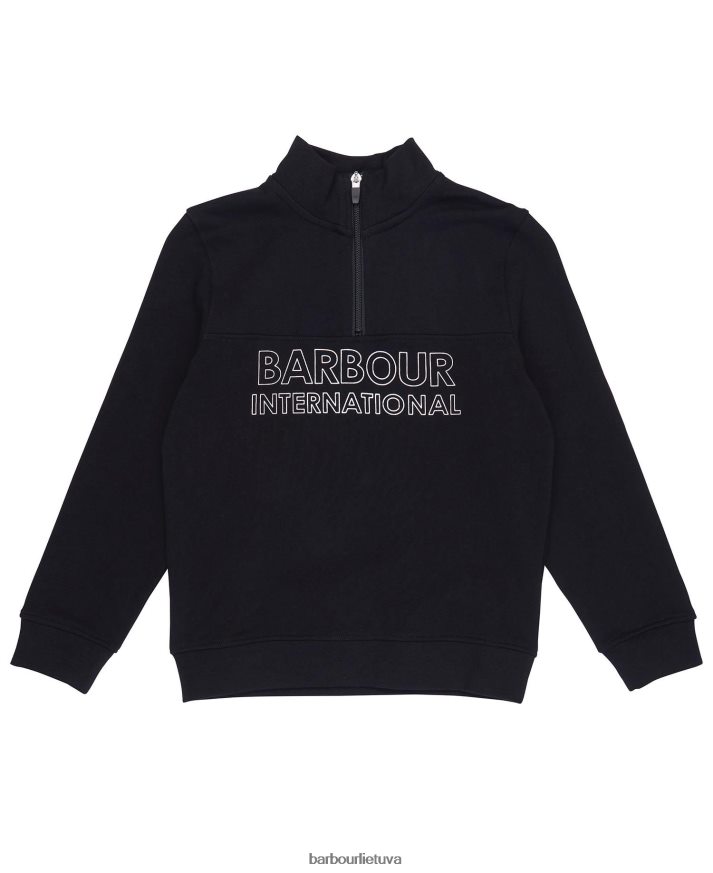 apranga Barbour gudrus megztinių ir šortų komplektas su pusiau užtrauktuku klasikinis juodas berniukai 6F6D802536