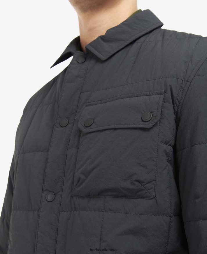 apranga Barbour turistinis dygsniuotas marškinių švarkas klasikinis juodas vyrų 6F6D80131