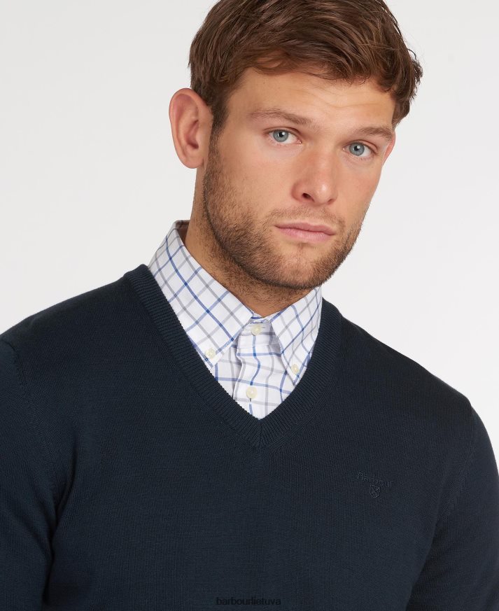 apranga Barbour Pima medvilninis megztinis V formos iškirpte kobalight marlas vyrų 6F6D801087