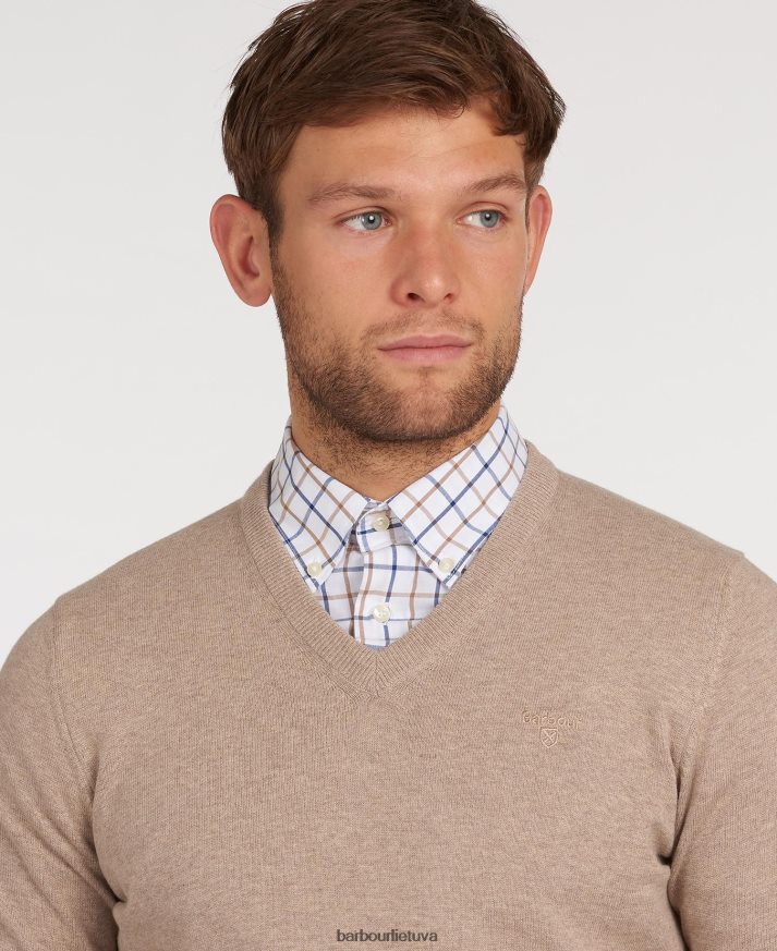 apranga Barbour Pima medvilninis megztinis V formos iškirpte kobalight marlas vyrų 6F6D801091
