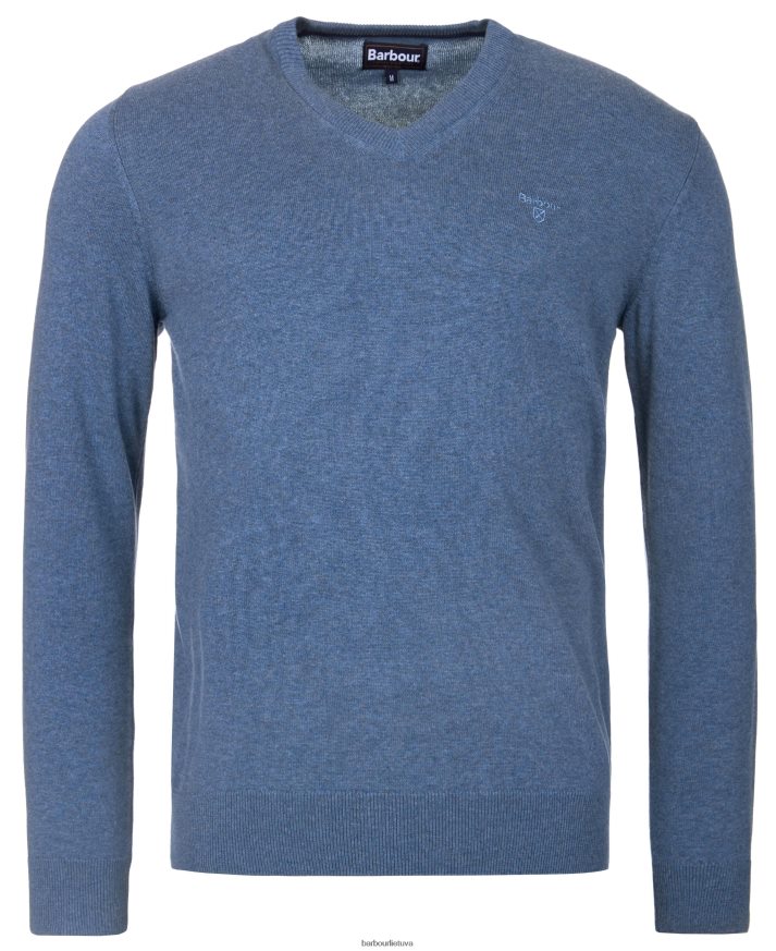 apranga Barbour Pima medvilninis megztinis V formos iškirpte kobalight marlas vyrų 6F6D801097