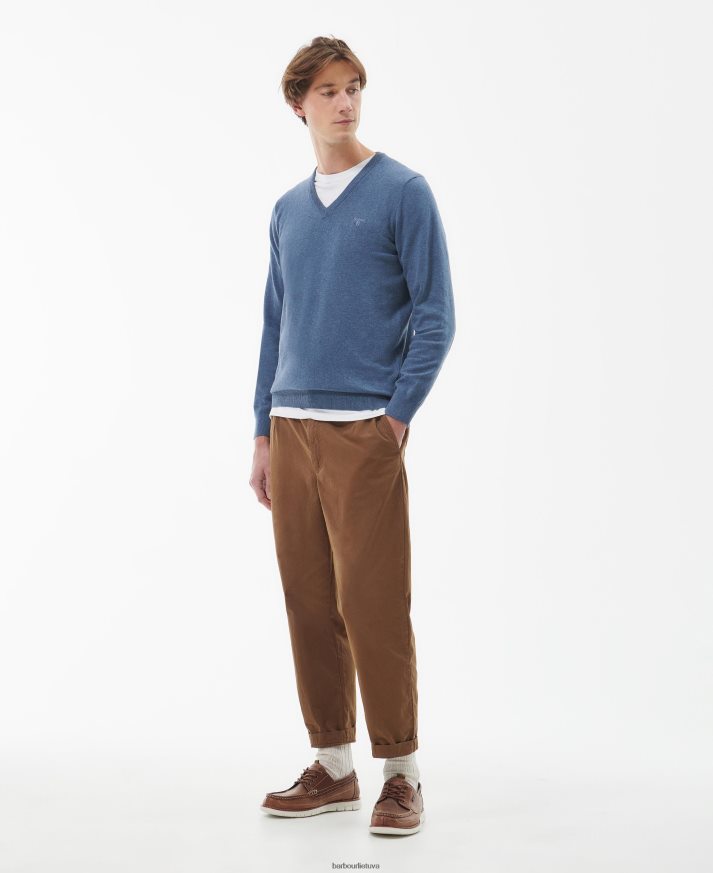 apranga Barbour Pima medvilninis megztinis V formos iškirpte kobalight marlas vyrų 6F6D801097