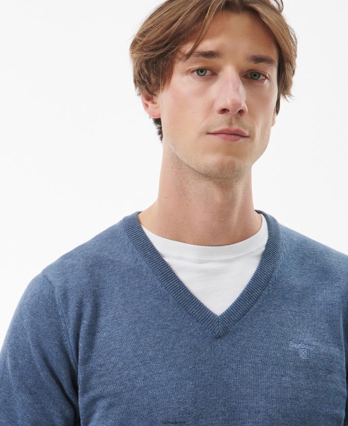 apranga Barbour Pima medvilninis megztinis V formos iškirpte kobalight marlas vyrų 6F6D801097