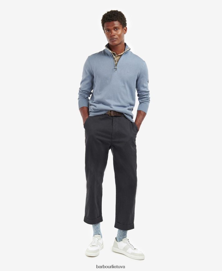 apranga Barbour Taines megztas megztinis su pusiau užtrauktuku skalbtas mėlynai vyrų 6F6D801113