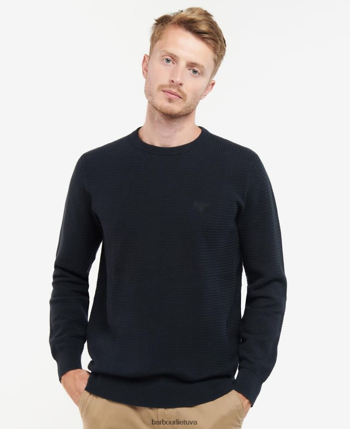 apranga Barbour flemingas megztas džemperis su kaklu skalbtas mėlynai vyrų 6F6D801127