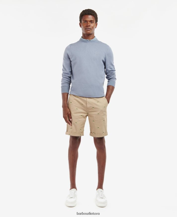 apranga Barbour lengvas medvilninis megztinis su siauru kaklu lengvos samanos vyrų 6F6D801126